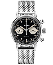 Men's Swiss Intra-Matic Chronograph H Stainless Steel Mesh Bracelet Watch 40mm