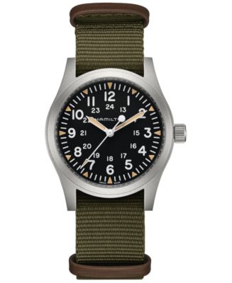 Hamilton Men's Swiss Khaki Field Green Textile Strap Watch 42mm - Macy's