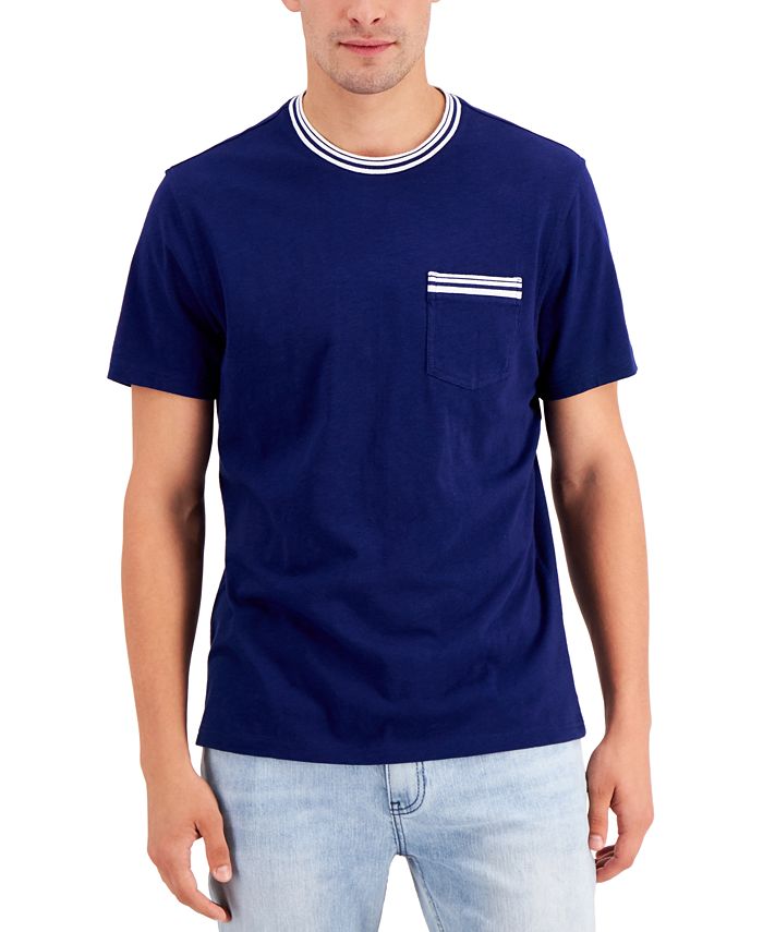 INC International Concepts Men's YarnDye Contrast Trim Pocket TShirt, Created for Macy's Macy's