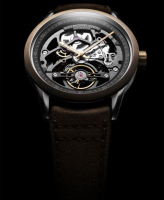 Men's Swiss Automatic Freelancer Brown Leather Strap Watch 42mm