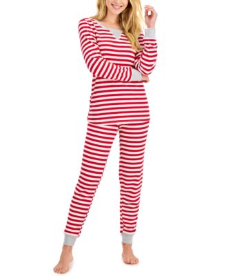 Family Pajamas - Striped Waffle-Knit Pajamas Set
