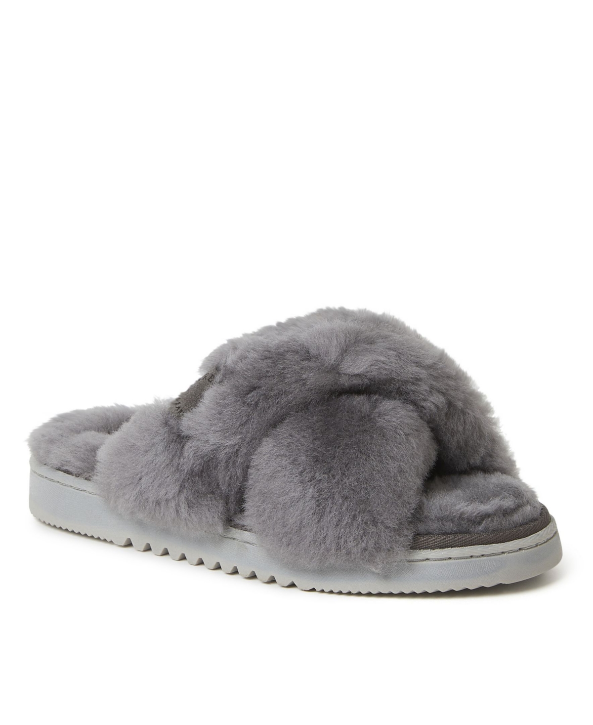 Dearfoams Fireside By Dearfoams Women's New Castle Genuine Shearling Cross Band Slides Women's Shoes