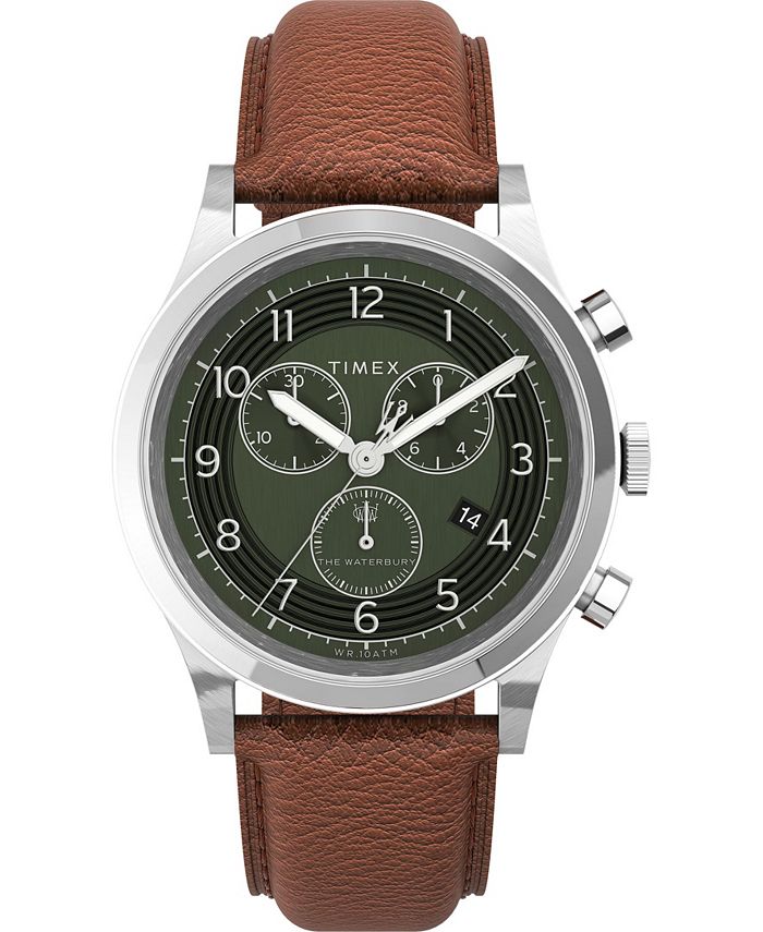 Allied chronograph 42mm sale leather strap watch