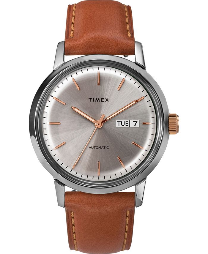Timex Men's Marlin Automatic Brown Leather Strap Watch 40mm & Reviews - All  Watches - Jewelry & Watches - Macy's