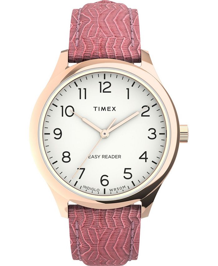 Timex Women s Easy Reader Gen 1 Pink Leather Strap Watch 32mm Macy s