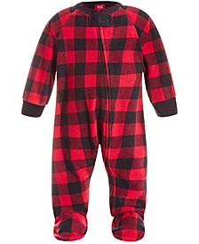 Matching Baby Red Check Printed Footed Family Pajamas