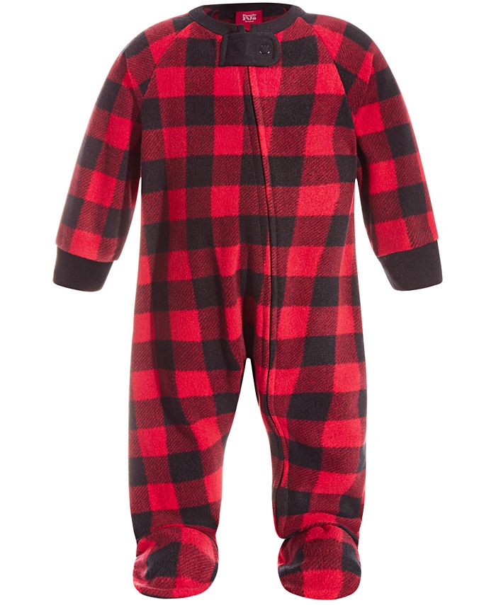 Family Pajamas Matching Baby Red Check Printed Footed Family Pajamas