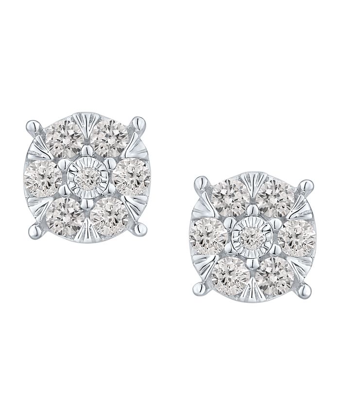 Macy's - Diamond Cluster Stud Earrings 3/4 ct. t.w. in 14k White Gold