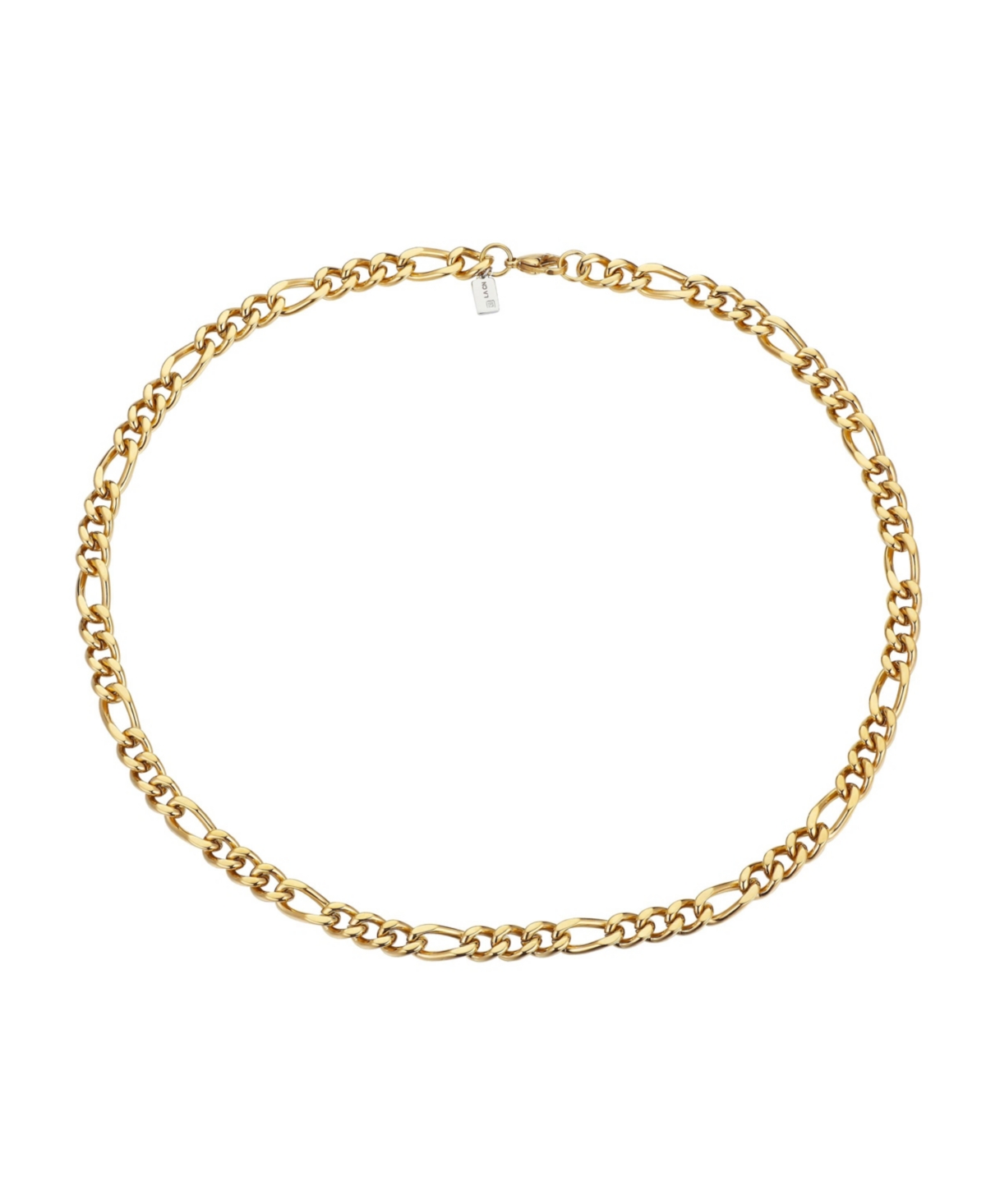 He Rocks Gold Tone Stainless Steel 8.5mm Figaro Chain Necklace, 22"