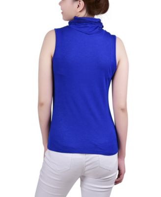 Women's Sleeveless Top with Mask, Cowl Shell Neck