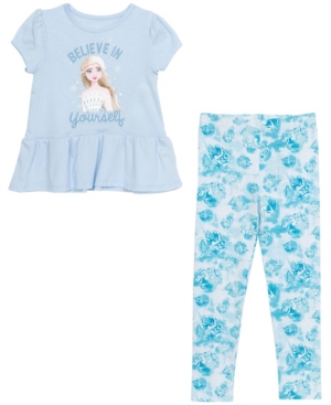 Toddler Girls Elsa 2 Piece Short Sleeve Leggings Set