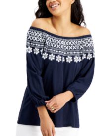 Cotton Off-The-Shoulder Embroidered Top