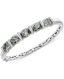 Green Amethyst (11-1/2 ct. t.w.) & Diamond (1/8 ct. t.w.) Bangle Bracelet in Sterling Silver