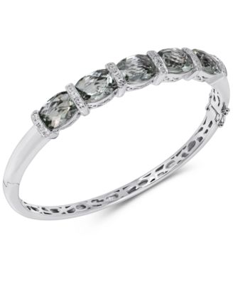 Green Quartz (11-1/2 ct. t.w.) & Diamond (1/8 ct. t.w.) Bangle Bracelet in Sterling Silver