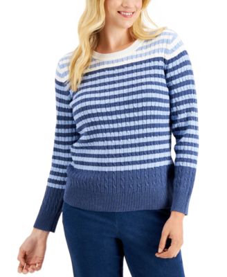 striped cable knit sweater