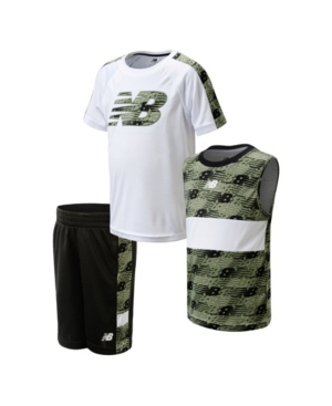 New Balance Little Boys 3 Piece Logo Camo Effect Shorts Set