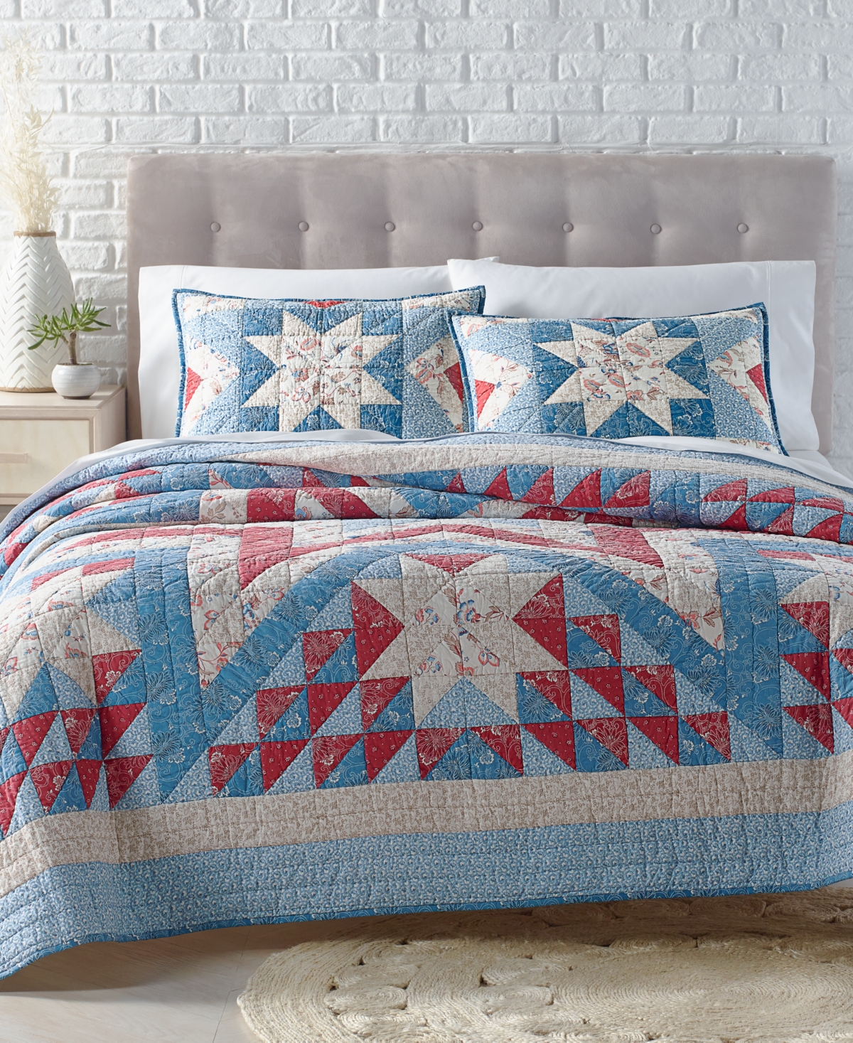 Martha Stewart Collection Americana Star Patchwork Artisan Twin/twin Xl