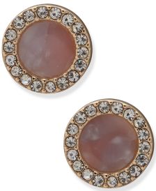 Gold-Tone Pavé & Stone Halo Stud Earrings