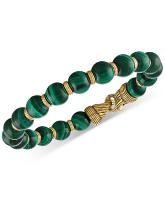 Esquire Men's Jewelry - Malachite Beaded Bracelet in 14k Gold-Plated Sterling Silver