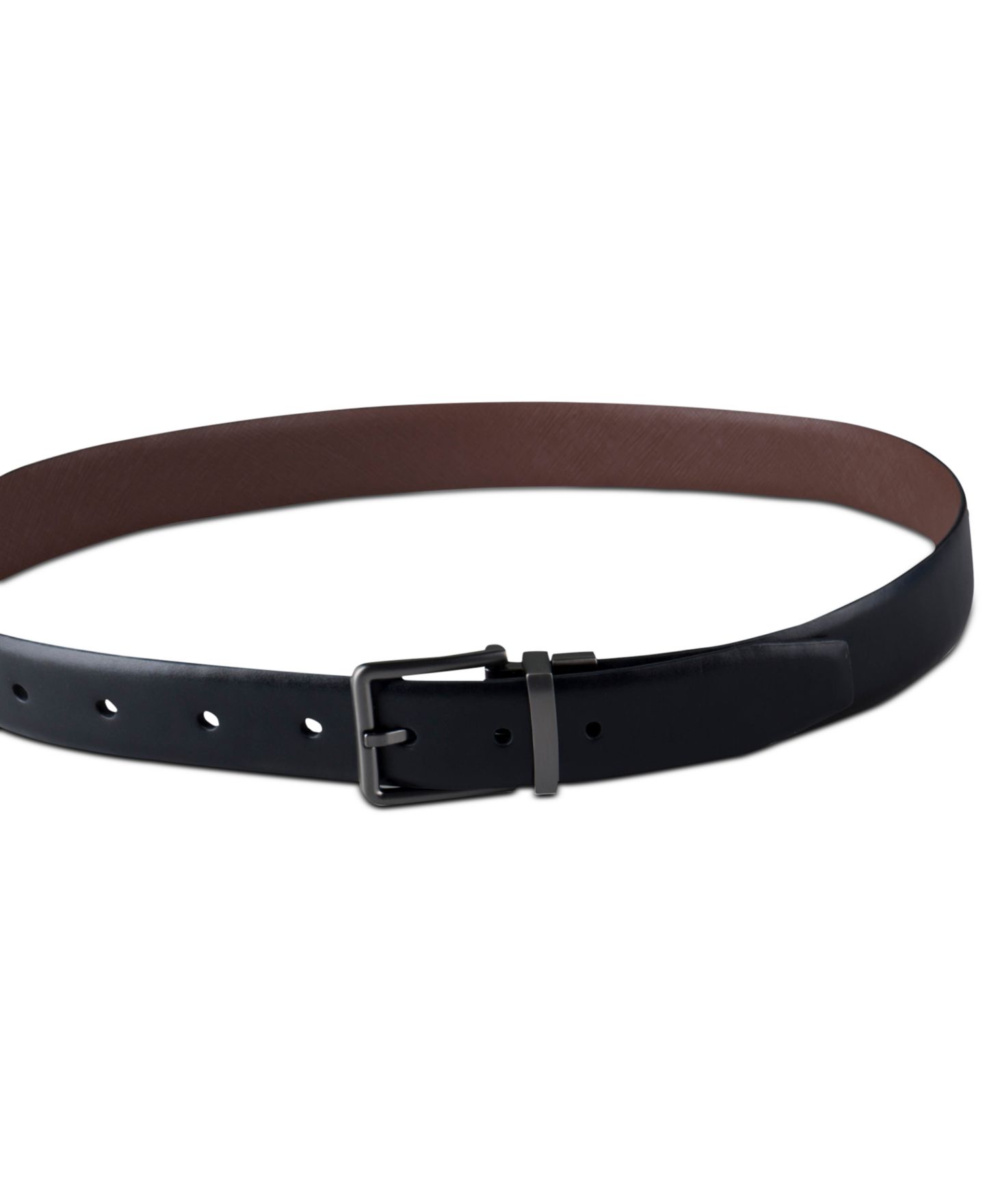 Мужской ремень Calvin Klein 32MM Reversible Textured Leather Dress Belt, цвет: Чёрный / Коричневый — фото 3