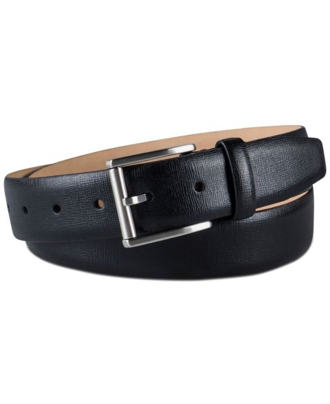 Мужской ремень Calvin Klein Textured Leather Roller Bar Buckle Belt, цвет: Чёрный