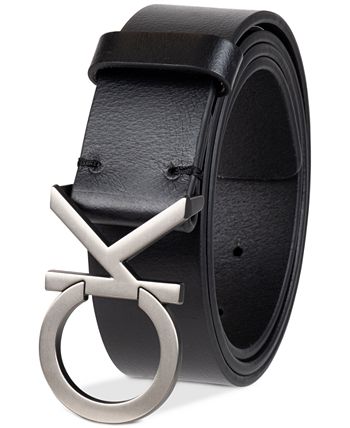 Calvin Klein Men's Casual CK Monogram Cut Out Buckle Belt, Dark