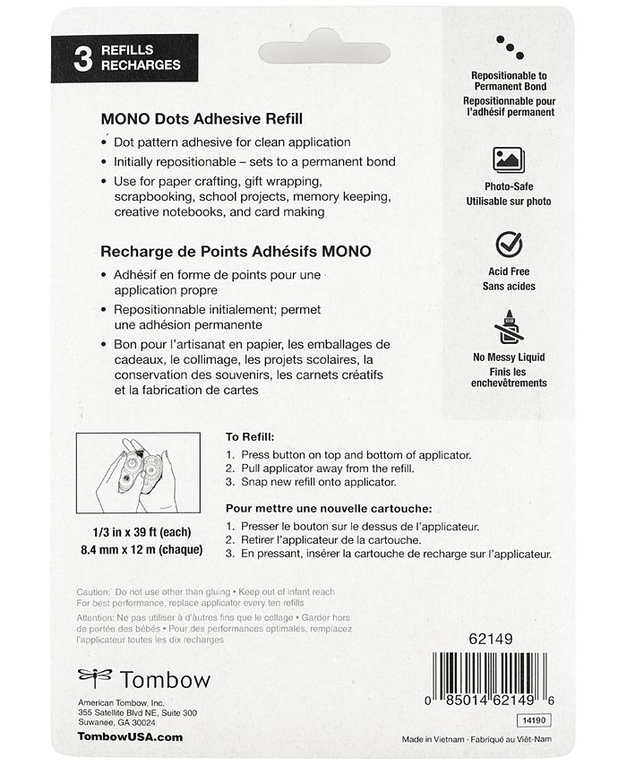Tombow MONO Dots Adhesive Refills, 3Pack Macy's