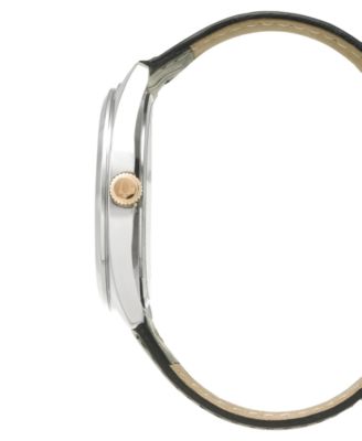 Bulova Men's Black Leather Strap Watch 42mm