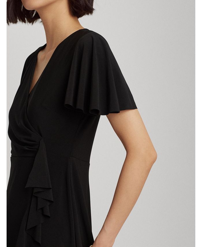 ralph lauren ruffle trim jersey gown