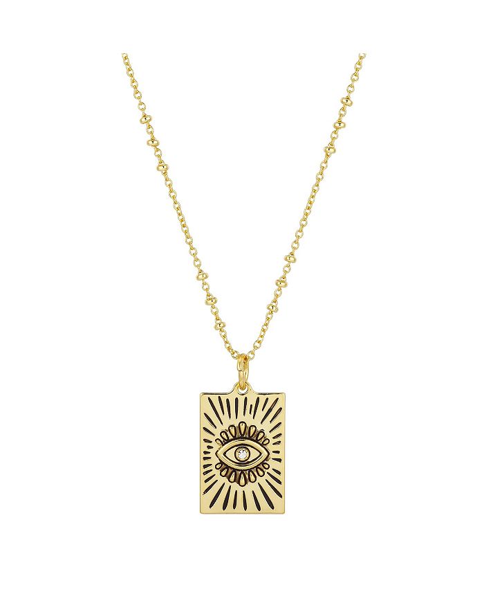 Unwritten - Gold Flash-Plated Evil Eye Pendant Necklace, 16+2" Ext