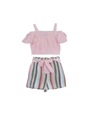 Baby Girls Gauze Off The Shoulder Shorts Set