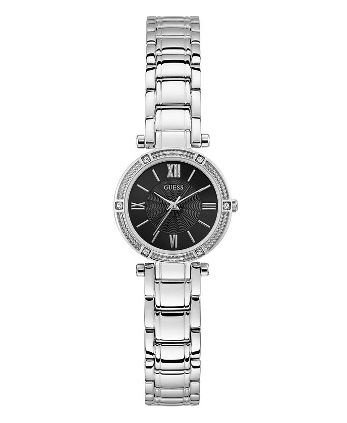 GUESS Women's Petite Silver-Tone Watch 25mm - Macy's