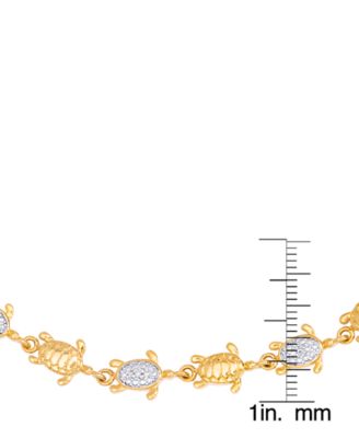Diamond Accent Turtle Adjustable Bolo Bracelet in Gold Plate