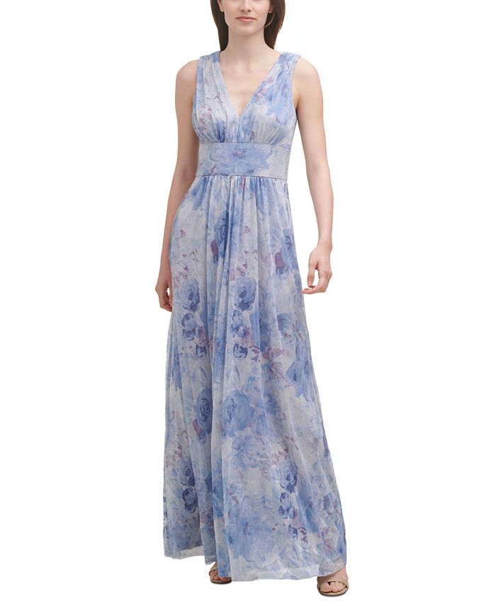 Jessica Howard Floral-Print Chiffon Gown - Macy's