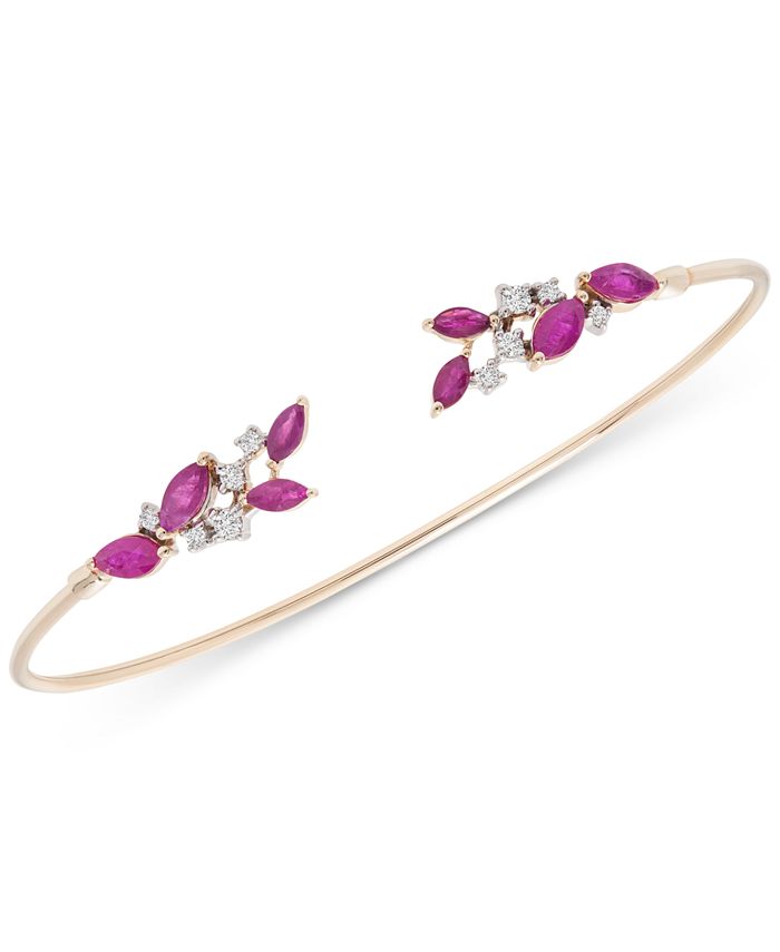 Macy's Ruby (11/2 ct. t.w.) & Diamond (1/6 ct. t.w.) Cuff Bangle