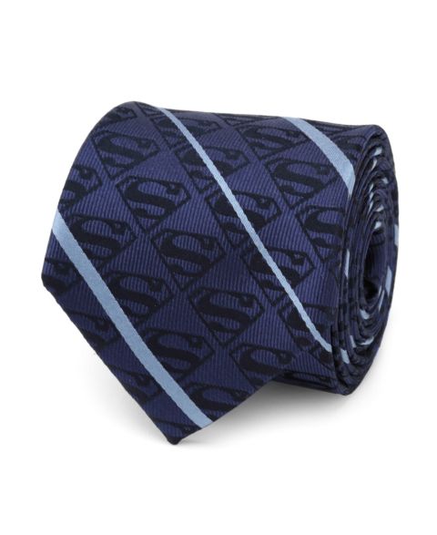 Мужские галстуки DC Comics Superman Stripe Pattern Silk Tie, цвет: Синий