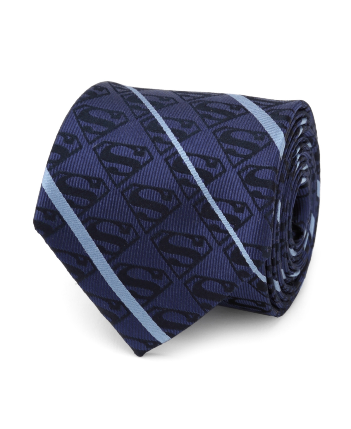 Men's Superman Stripe Pattern Silk Tie - Blue