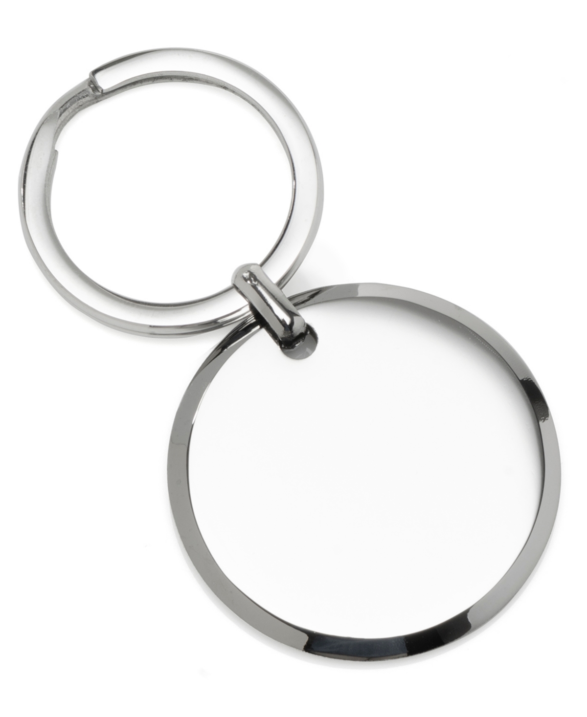 Men's Round Engravable Stainless Steel Key Chain - Silver-Tone