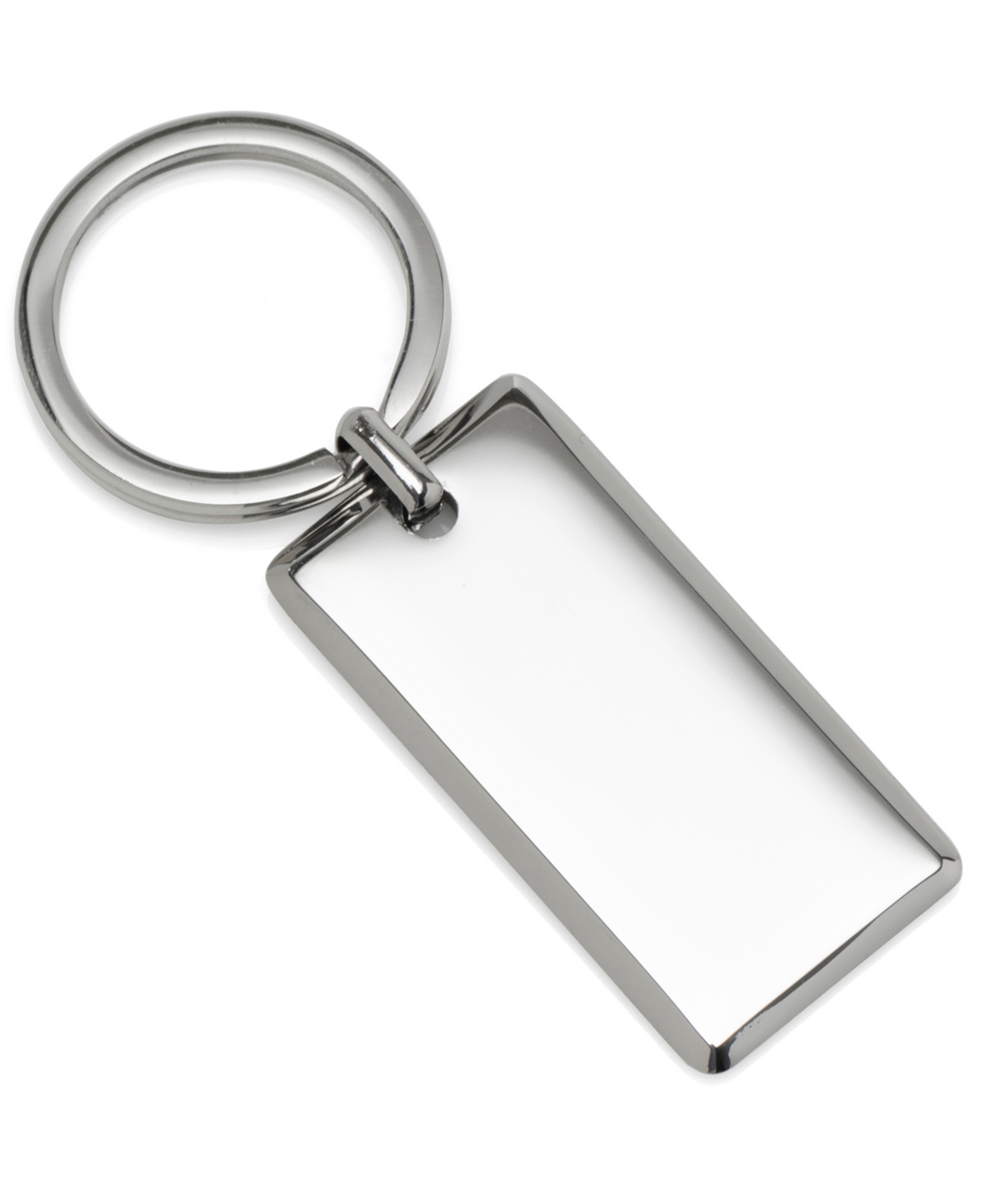 Men's Rectangle Engravable Stainless Steel Key Chain - Silver-Tone