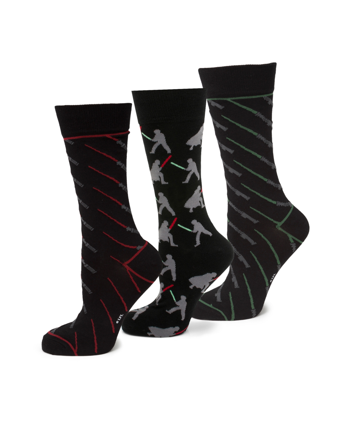 Men's Light Saber Battle Socks Gift Set, Pack of 3 - Multi