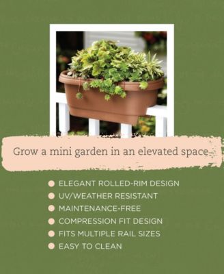 Classic Oval Deck Rail Planter, Charcoal -24 inches