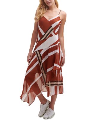 dkny printed asymmetrical dress