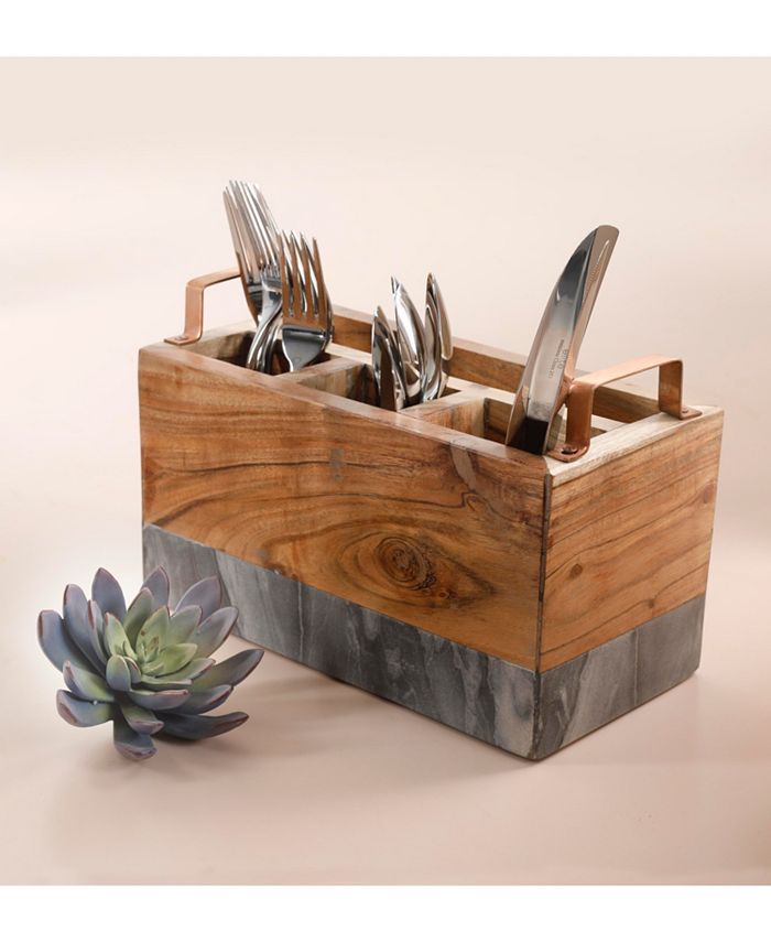 Gibson Laurie Gates Wood & Marble Utensil Caddy Macy's