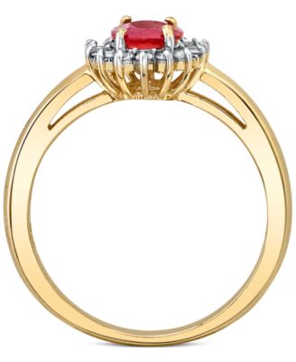 Macy's Ruby (1 ct. t.w.) & Diamond (1/5 ct. t.w.) Halo Ring in 10k Gold