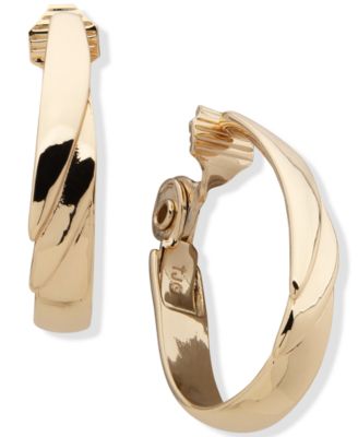 Anne Klein - Gold-Tone Tiered Clip-On Hoop Earrings