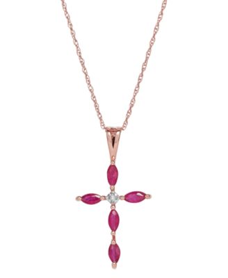 Cross Pendant Necklace in 14k Rose Gold 