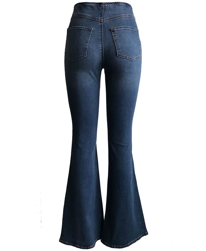 Tinseltown Juniors' Distressed High Rise Flare Jeans - Macy's