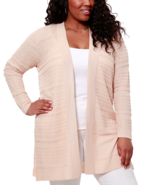 Belldini Plus Size Stitched Open-Front Cardigan Sweater