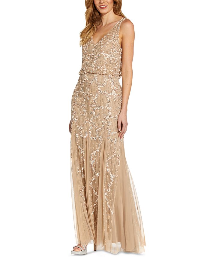Mariscos oriental Palacio Adrianna Papell Embellished Cowl-Back Gown & Reviews - Dresses - Women -  Macy's