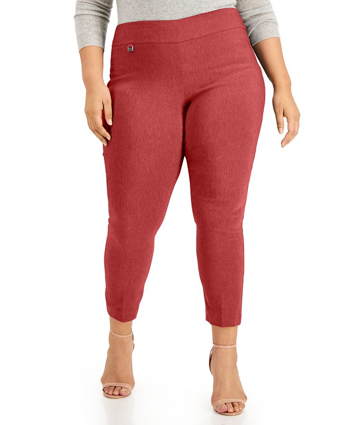 Alfani Plus Size Tummy-Control Pull-On Skinny Pants, Created for Macy's ...